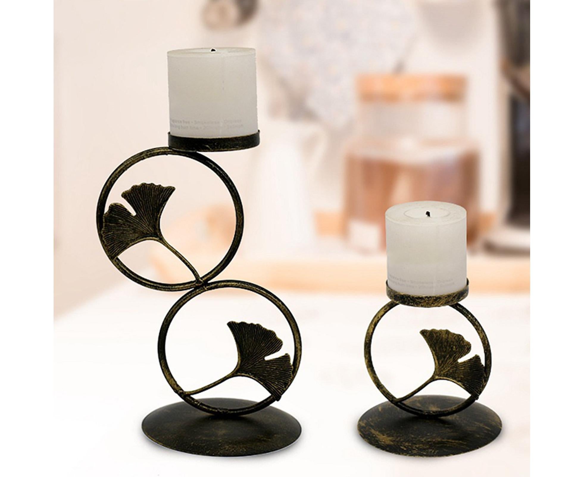 Nordic Retro Golden Candlestick Candle Holder Romantic Wedding Props Ornaments-Black L - Image 2