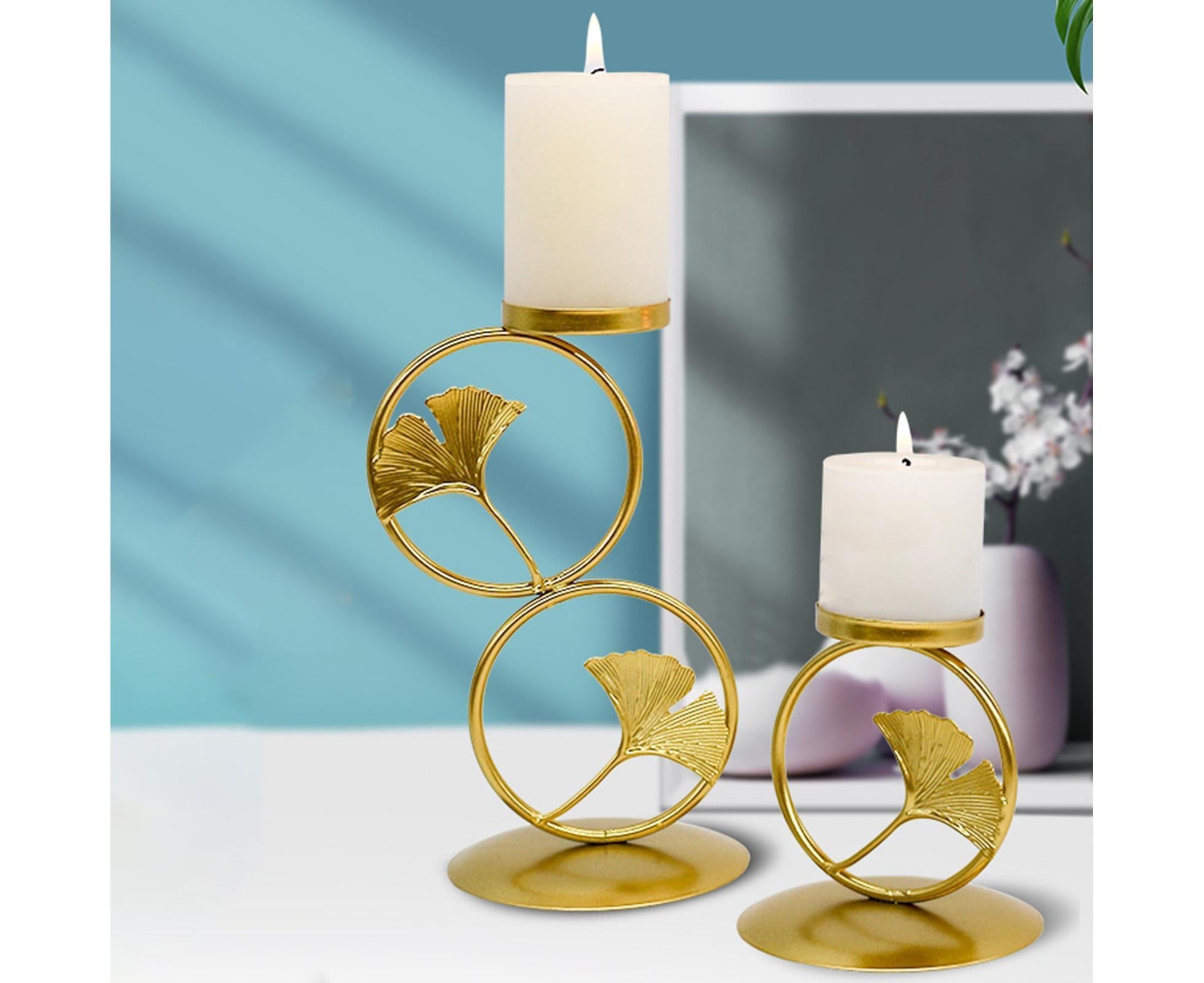 Nordic Retro Golden Candlestick Candle Holder Romantic Wedding Props Ornaments-Black L - Image 3