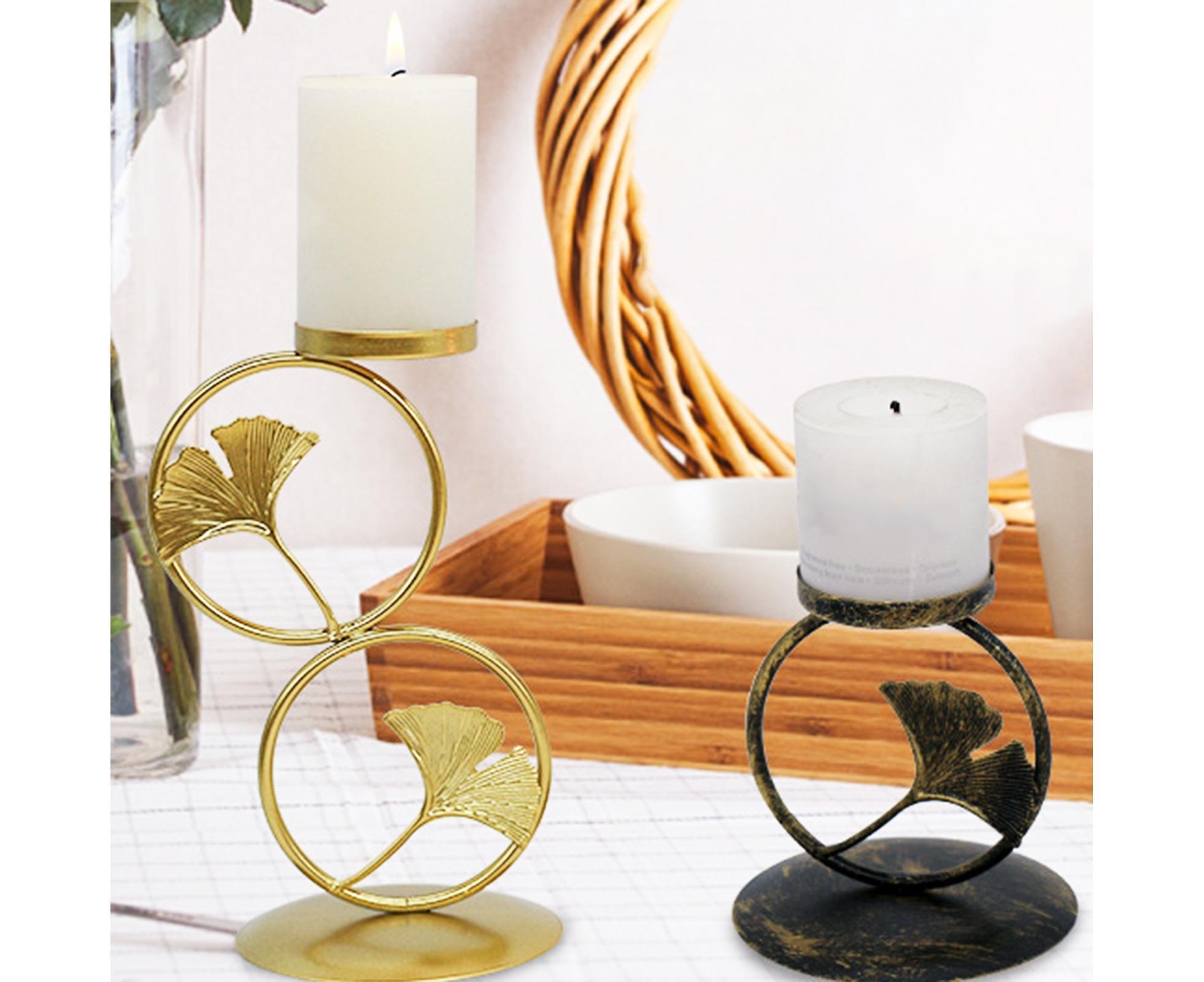 Nordic Retro Golden Candlestick Candle Holder Romantic Wedding Props Ornaments-Black L - Image 4
