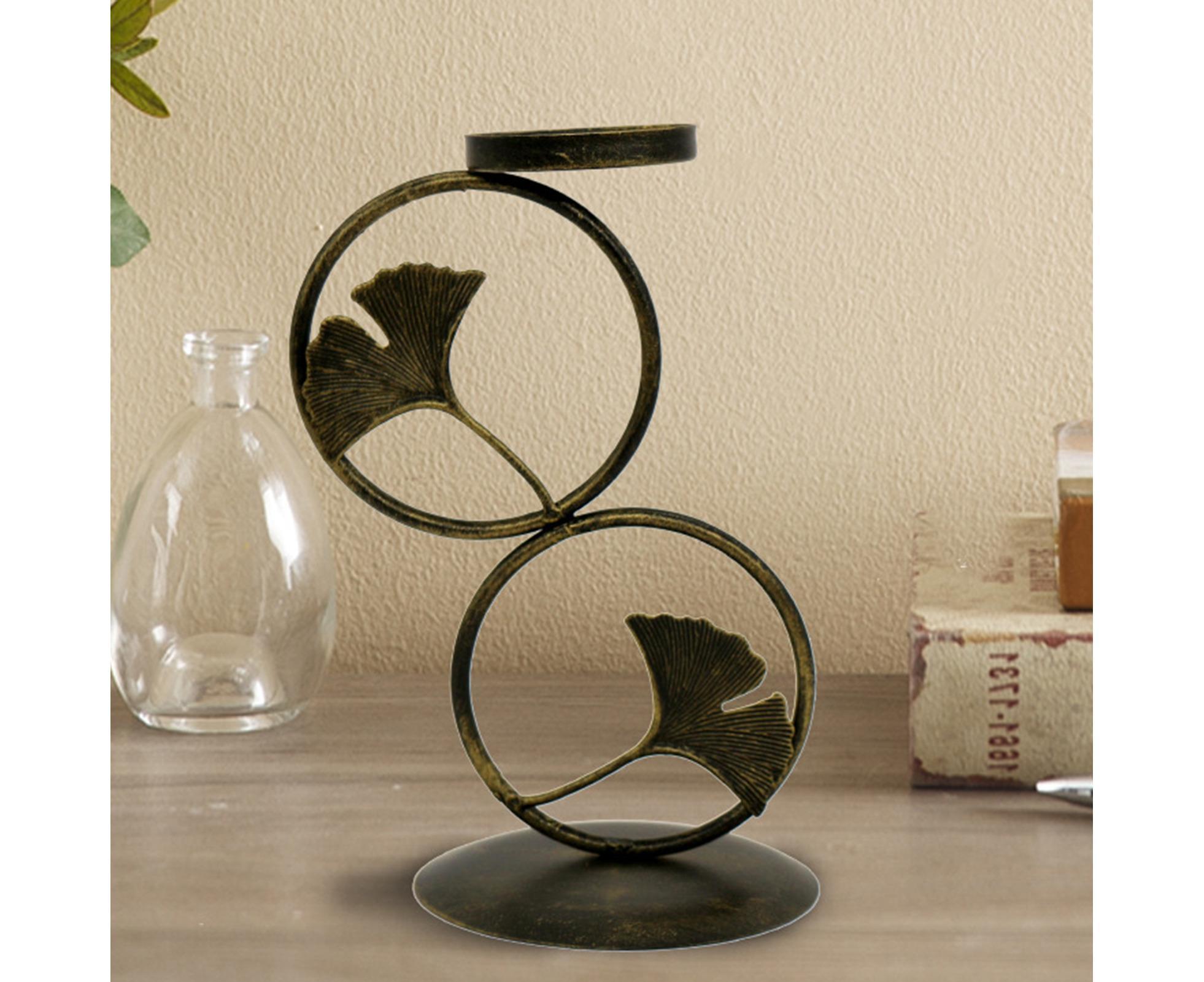 Nordic Retro Golden Candlestick Candle Holder Romantic Wedding Props Ornaments-Black L - Image 6