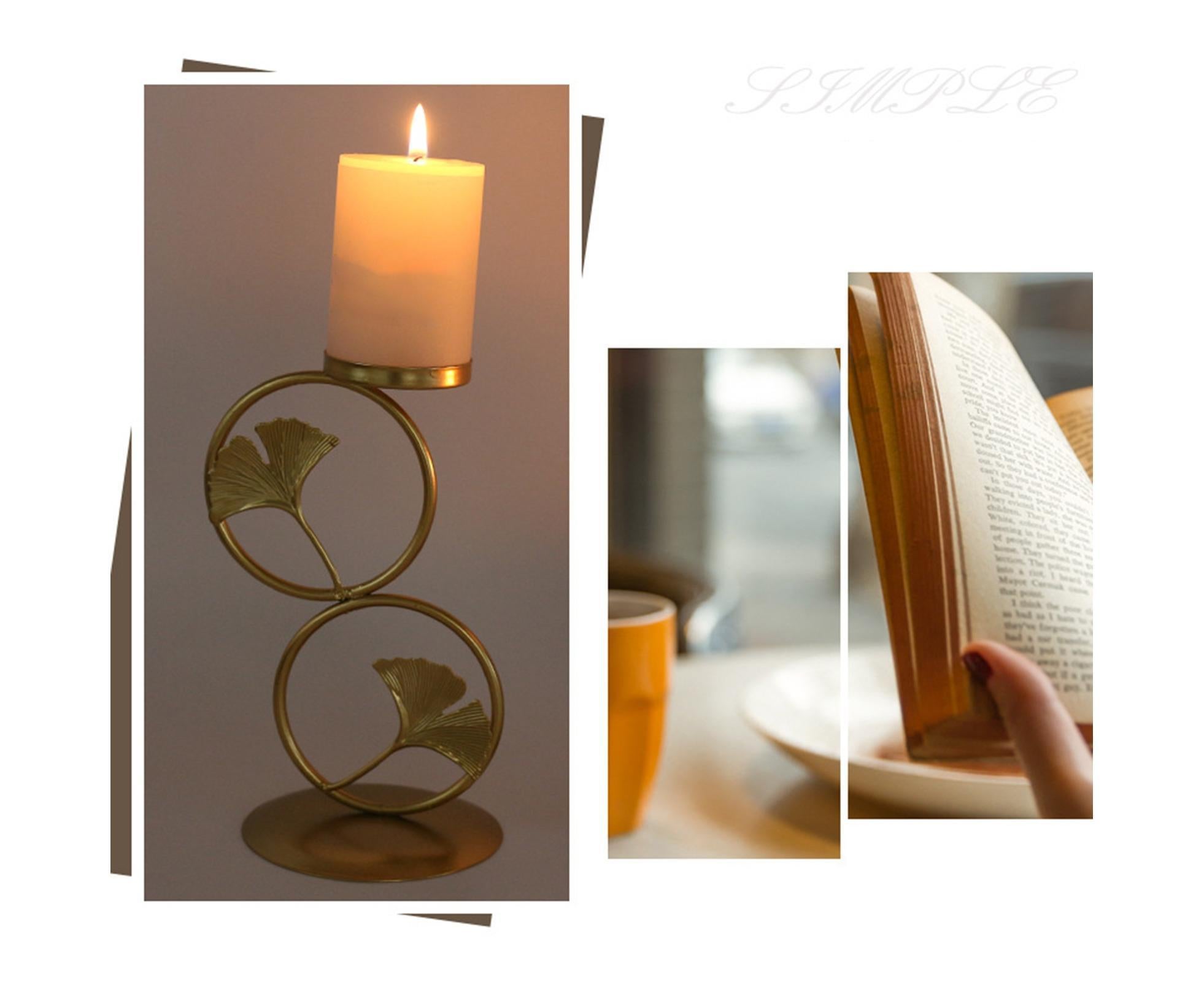 Nordic Retro Golden Candlestick Candle Holder Romantic Wedding Props Ornaments-Black L - Image 8