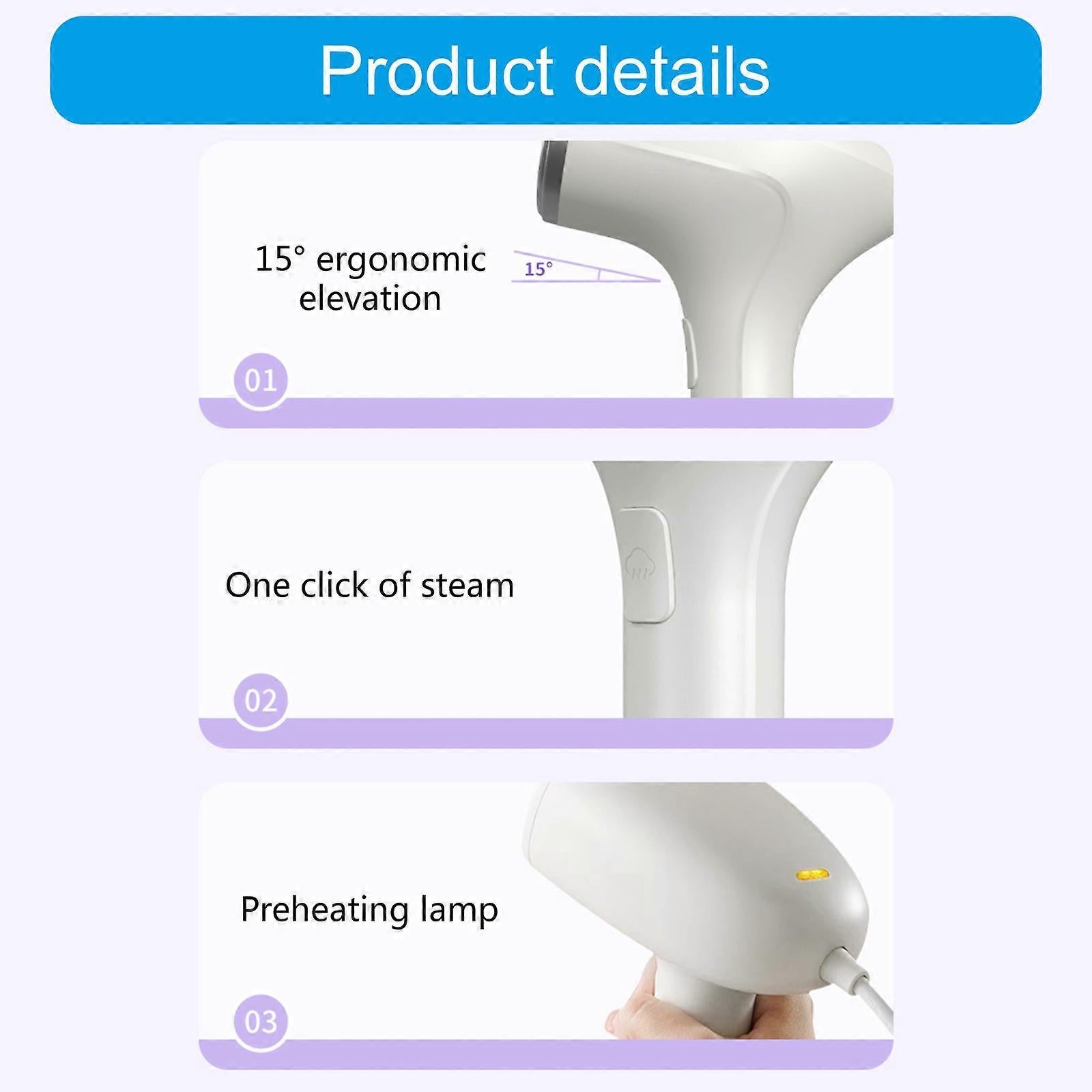 Stainless Steel Handheld Fabric Steamer Portable Travel Clothes Steamer White - Image 4