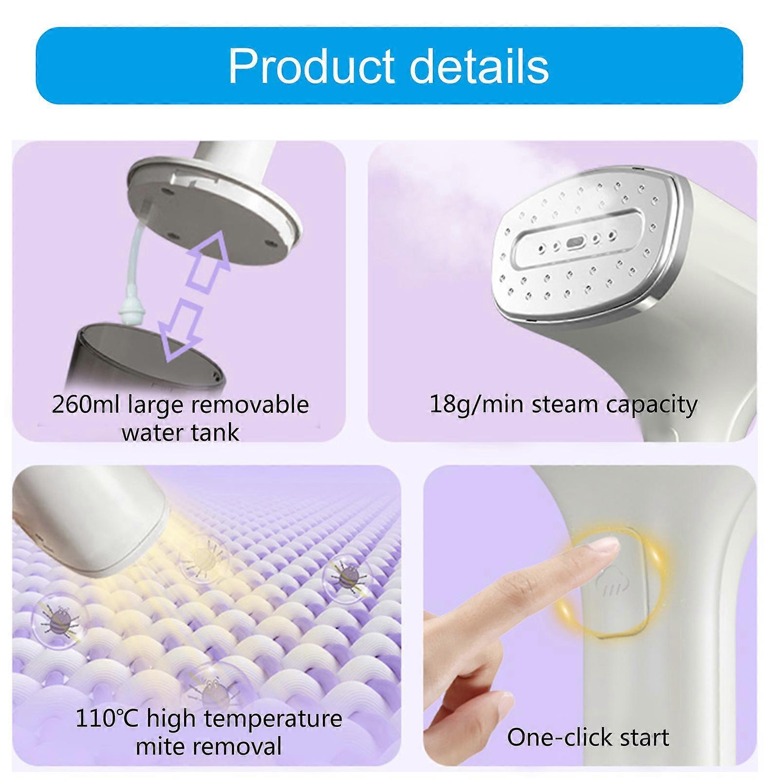 Stainless Steel Handheld Fabric Steamer Portable Travel Clothes Steamer White - Image 5