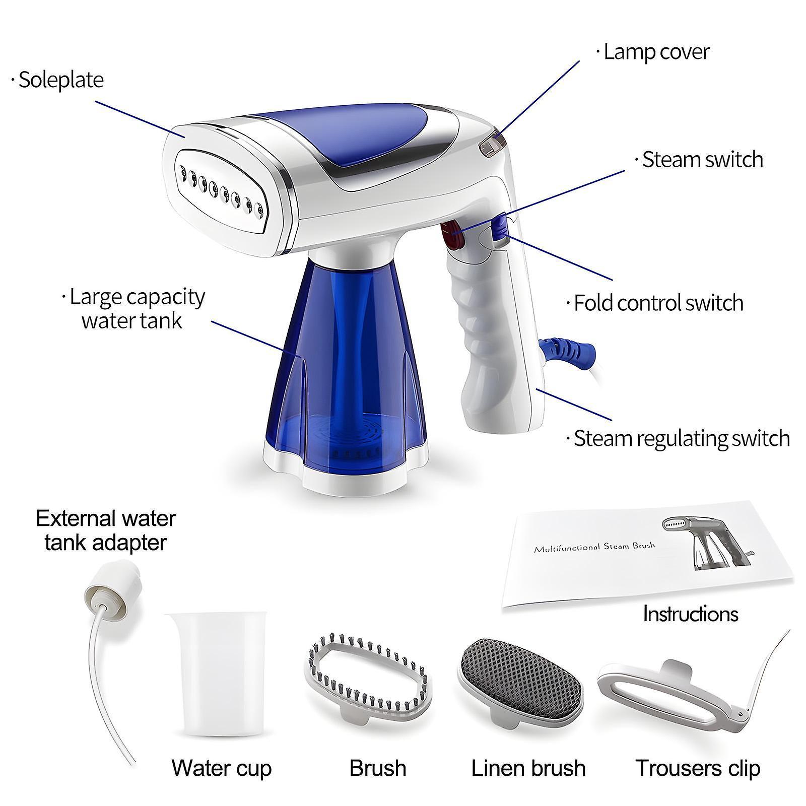 1600W Foldable Handheld Steamer for Clothes 40s Heat Up Wrinkle Remover with Brush - Image 2