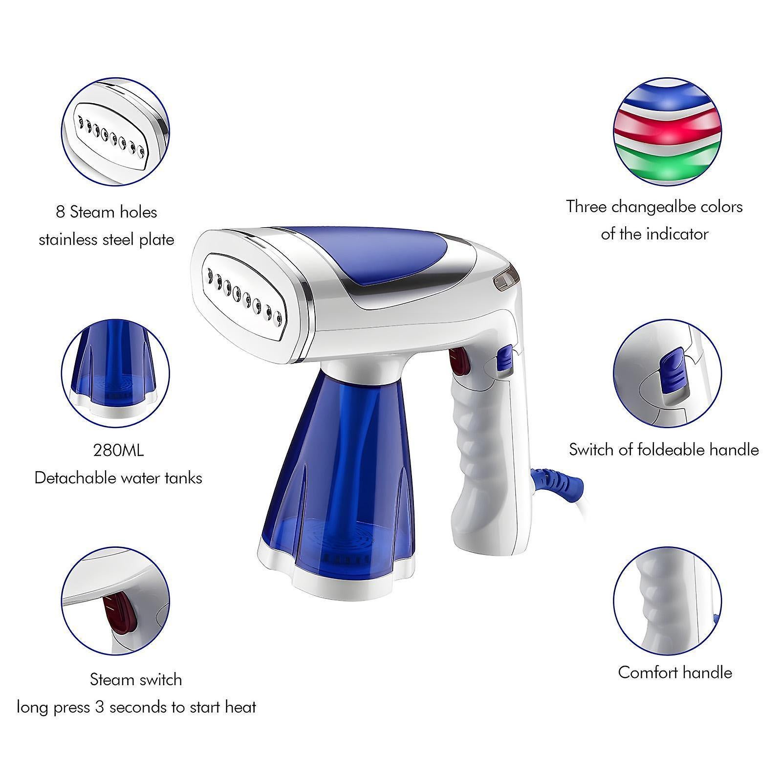 1600W Foldable Handheld Steamer for Clothes 40s Heat Up Wrinkle Remover with Brush - Image 4