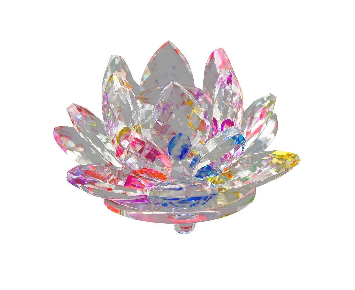 Artificial Quartz Crystal Lotus Flower Figurine Wedding Party Decor Souvenir-Colorful - Image 1