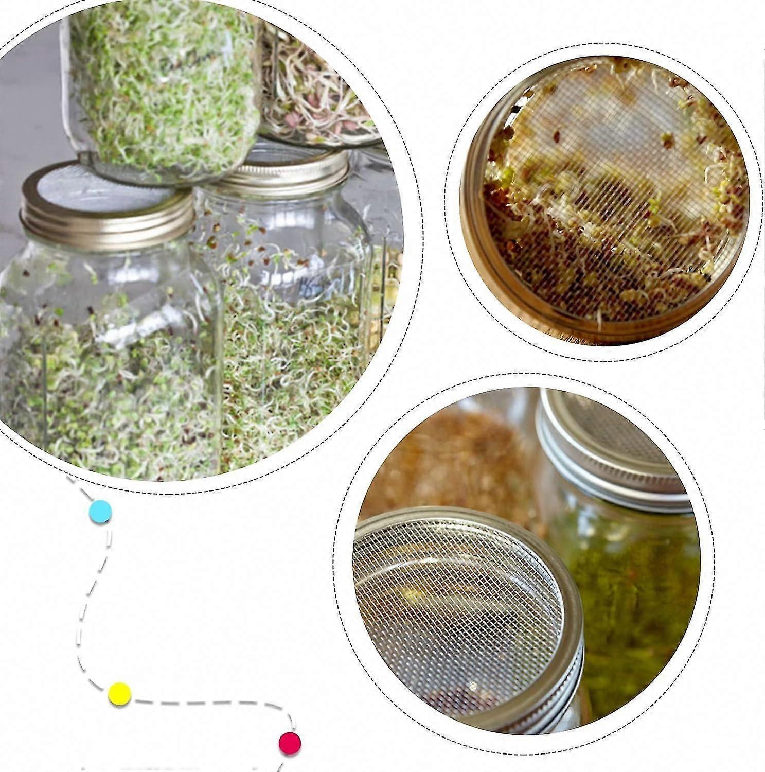 4 Sets 86mm Stainless Steel Sprouting Jar Lids Strainer Kit for Salad Seeds - Image 4