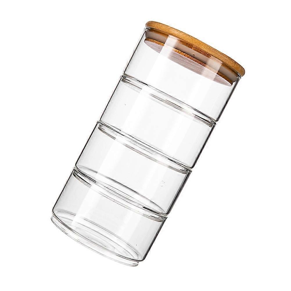 4pcs Stackable Glass Jars with Lid Storage Bowls for Fruit Salad Family Use - Image 3