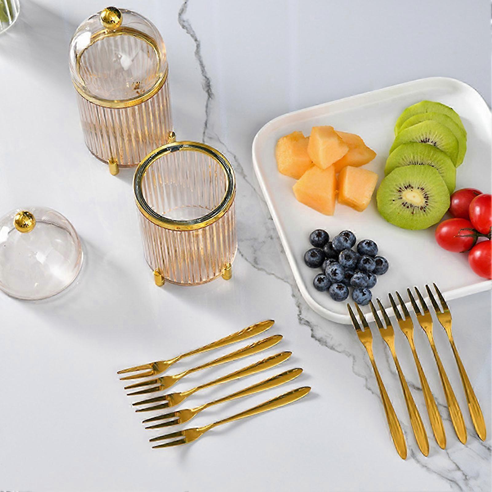 10pcs Stainless Steel Mini Forks Set with Storage Jar for Dessert & Salad - Image 4