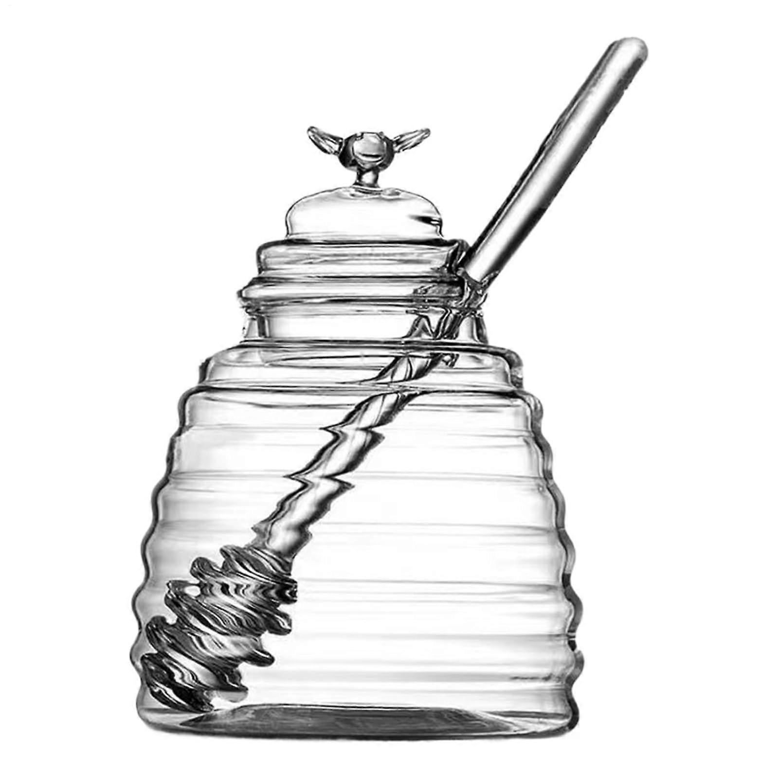 Honey Dispenser with Storage Jar Transparent Container for Syrup & Salad Dressing - Image 1