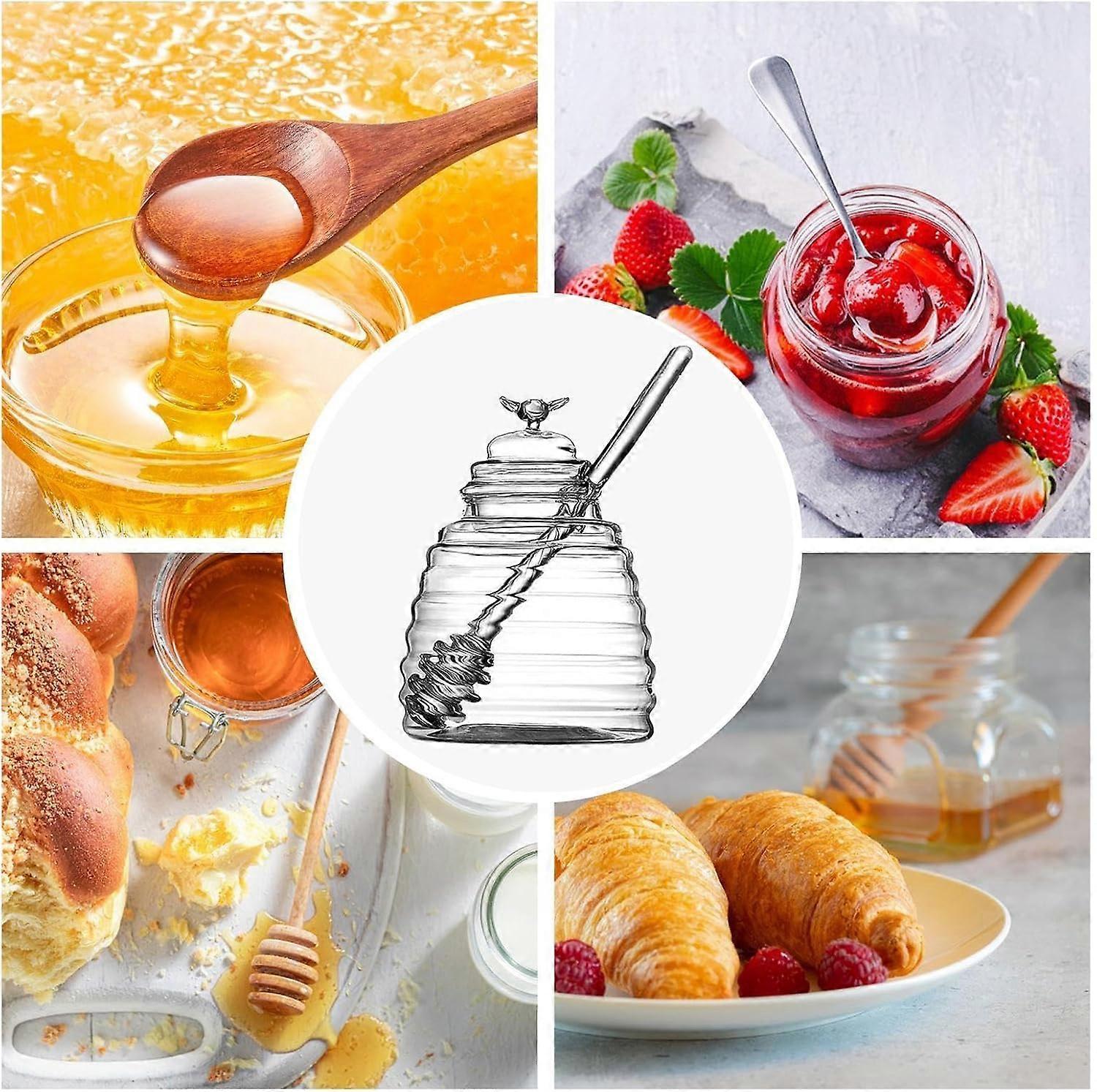 Honey Dispenser with Storage Jar Transparent Container for Syrup & Salad Dressing - Image 3