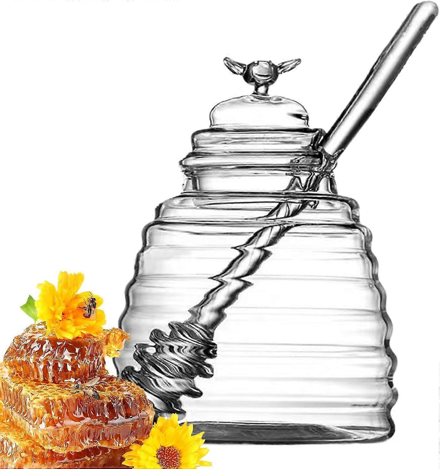 Honey Dispenser with Storage Jar Transparent Container for Syrup & Salad Dressing - Image 5