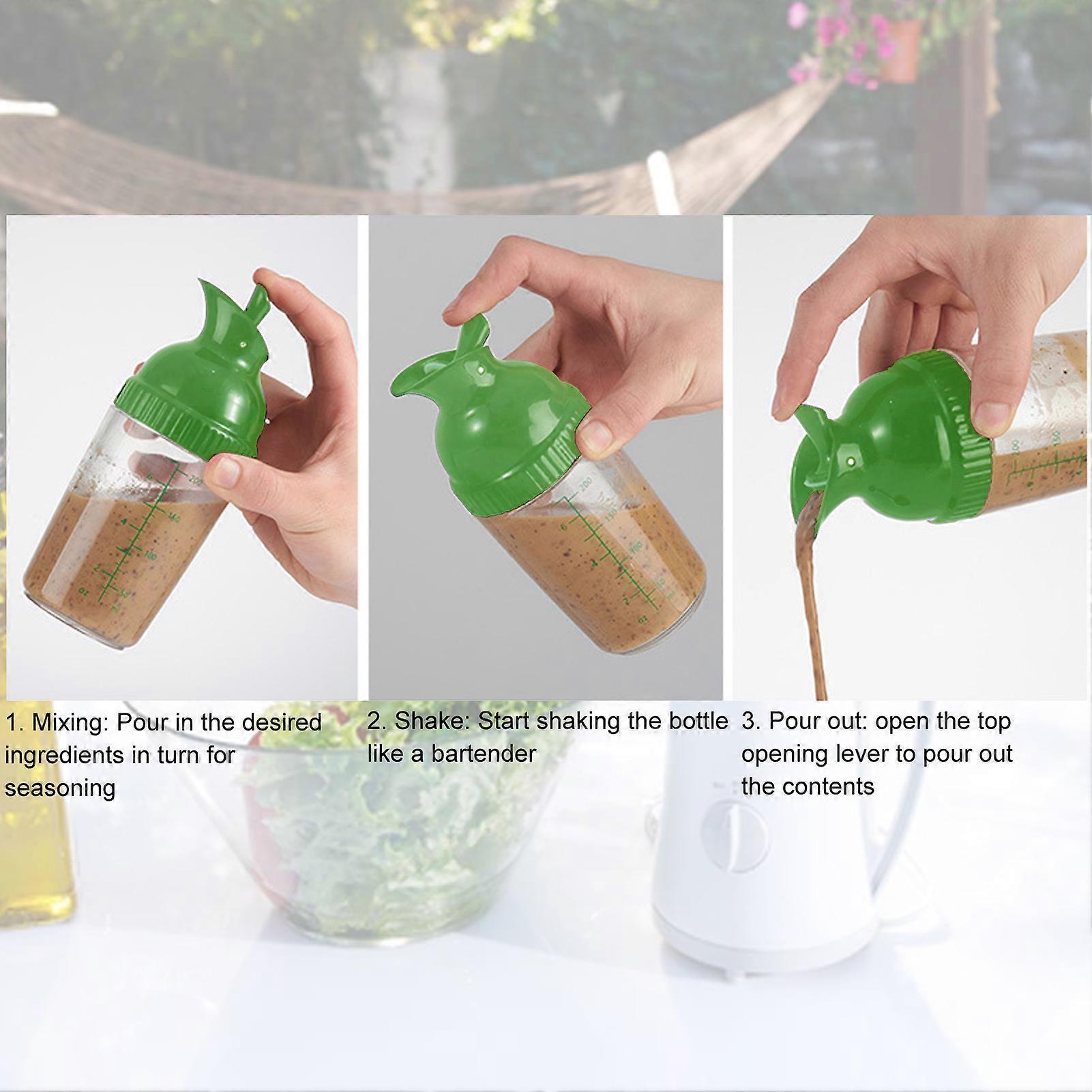 200ml Salad Dressing Shaker BPA Free Leakproof Jar with Lid Green - Image 3