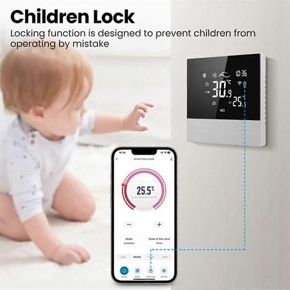 WiFi Smart Thermostat 4P Switch Heating Cooling 3-Speed Fan Temperature Controller - Image 4