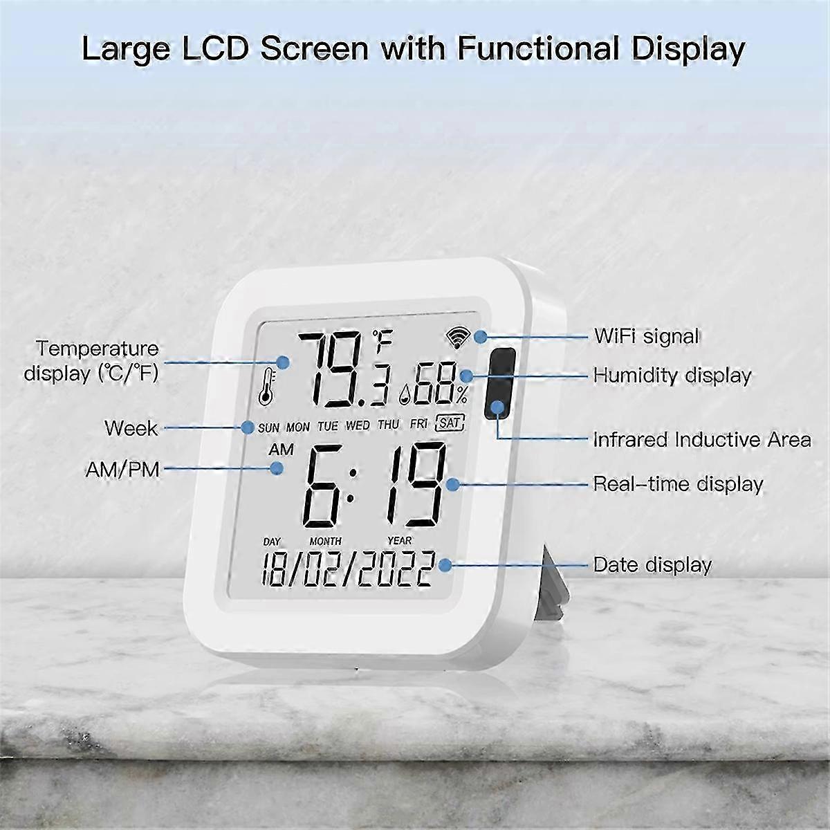Temperature & Humidity Sensor LCD Display Infrared Sensing Backlight Screen - Image 3