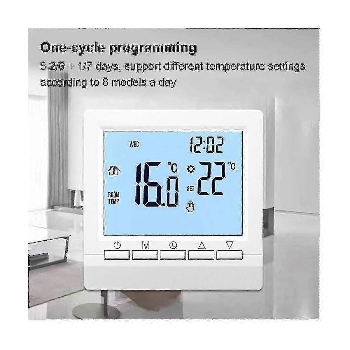Backlight LCD Thermostat Wall Heating Temperature Controller Blue Light Display - Image 2