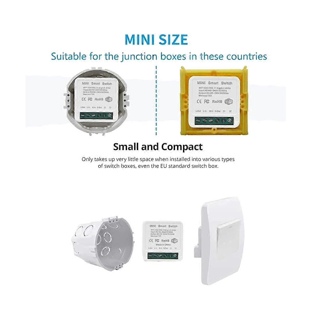Mini Smart WiFi Relay Switch DIY Timer Light Control Module Compatible with Smart Life App - Image 2