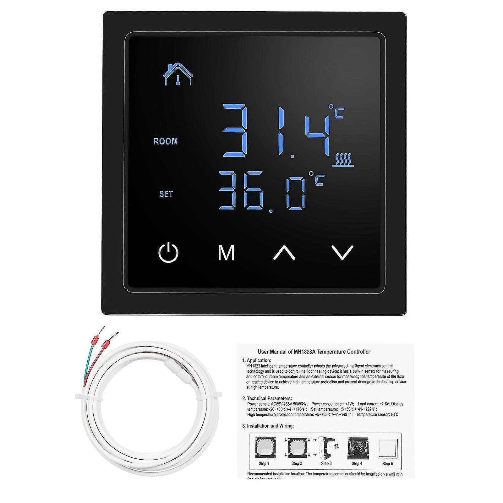 Smart Thermostat 16A Floor Heating Temperature Controller with LED Touch Screen - Image 2