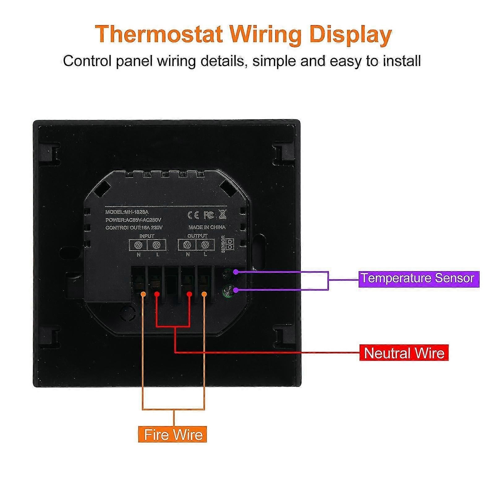 Smart Thermostat 16A Floor Heating Temperature Controller with LED Touch Screen - Image 4
