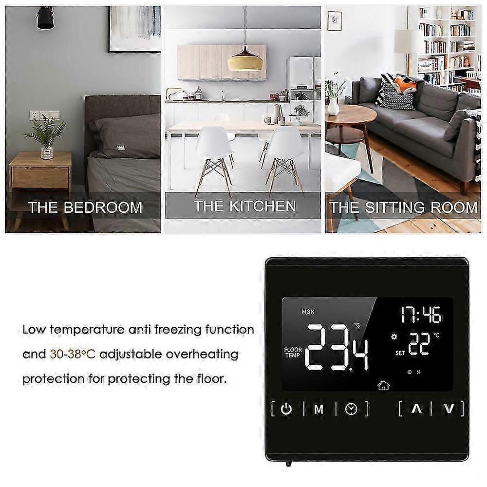 Smart LCD Touchscreen Thermostat Programmable Electric Floor Heating Temperature Controller - Image 3