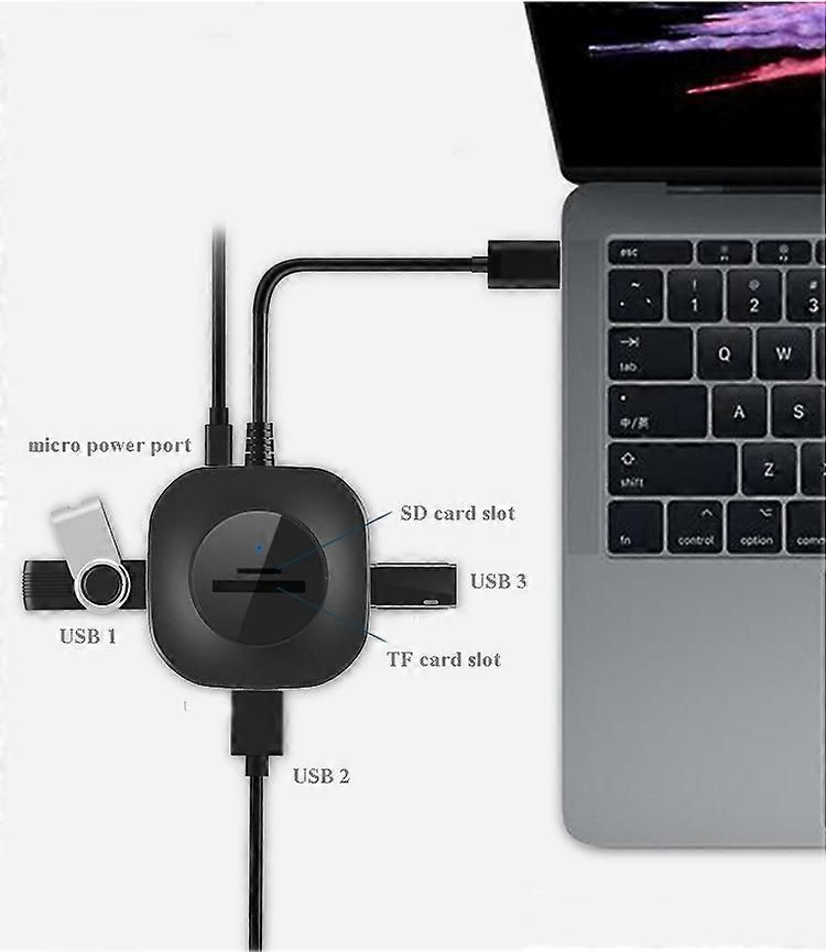 H25-3.0 USB Hub: 3 Ports + TF/SD Card Reader for Computer/Notebook - Image 3