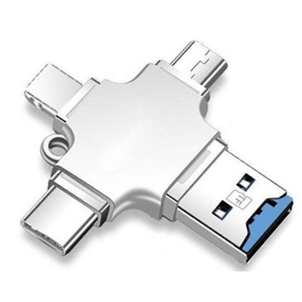 4-in-1 Memory Card Reader: Type-C OTG for iPhone/Laptop/PC, iOS & USB-A - Image 2