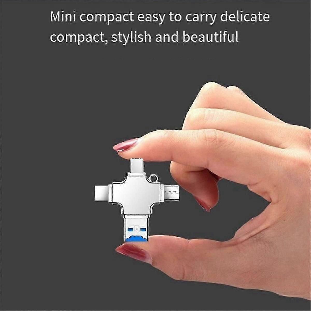 4-in-1 Memory Card Reader: Type-C OTG for iPhone/Laptop/PC, iOS & USB-A - Image 3