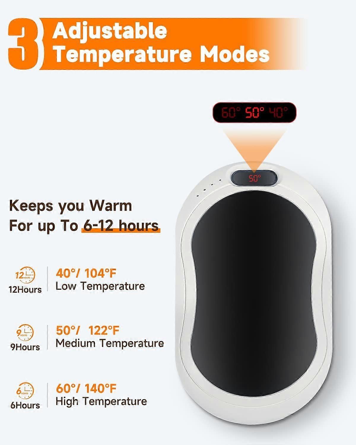 10000mAh Rechargeable Hand Warmer & Power Bank - 2-Sided Heating, Portable USB - Image 2