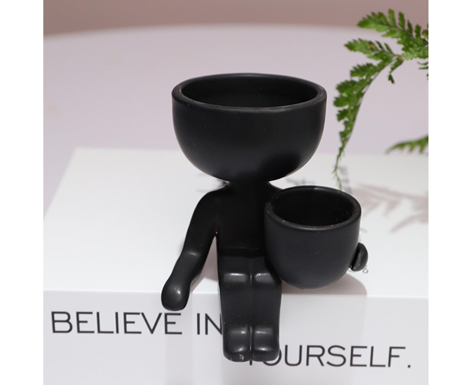 Glazed Flower Vase Simple Shatterproof Humanoid Design Flower Container Gardening Tools- 4 - Image 3