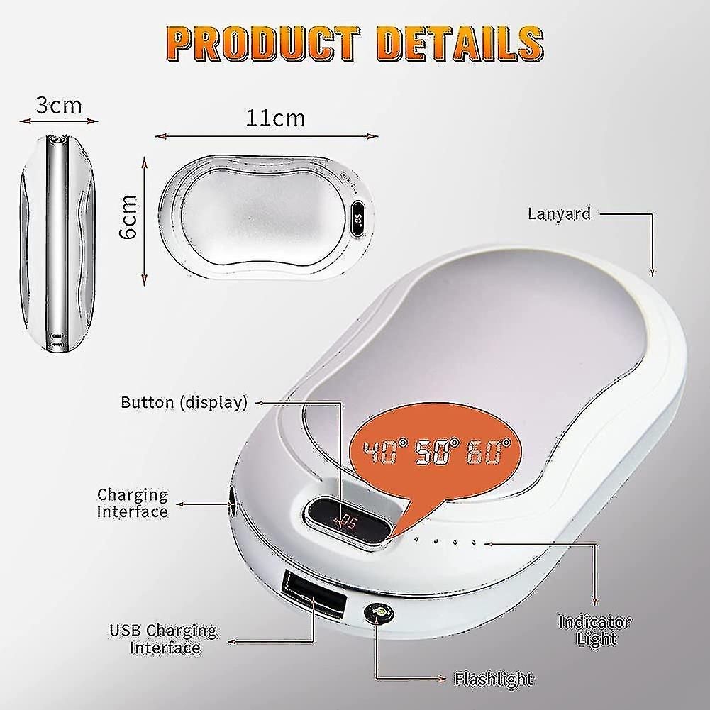10000mAh USB Rechargeable Electric Hand Warmer & Power Bank - Image 3