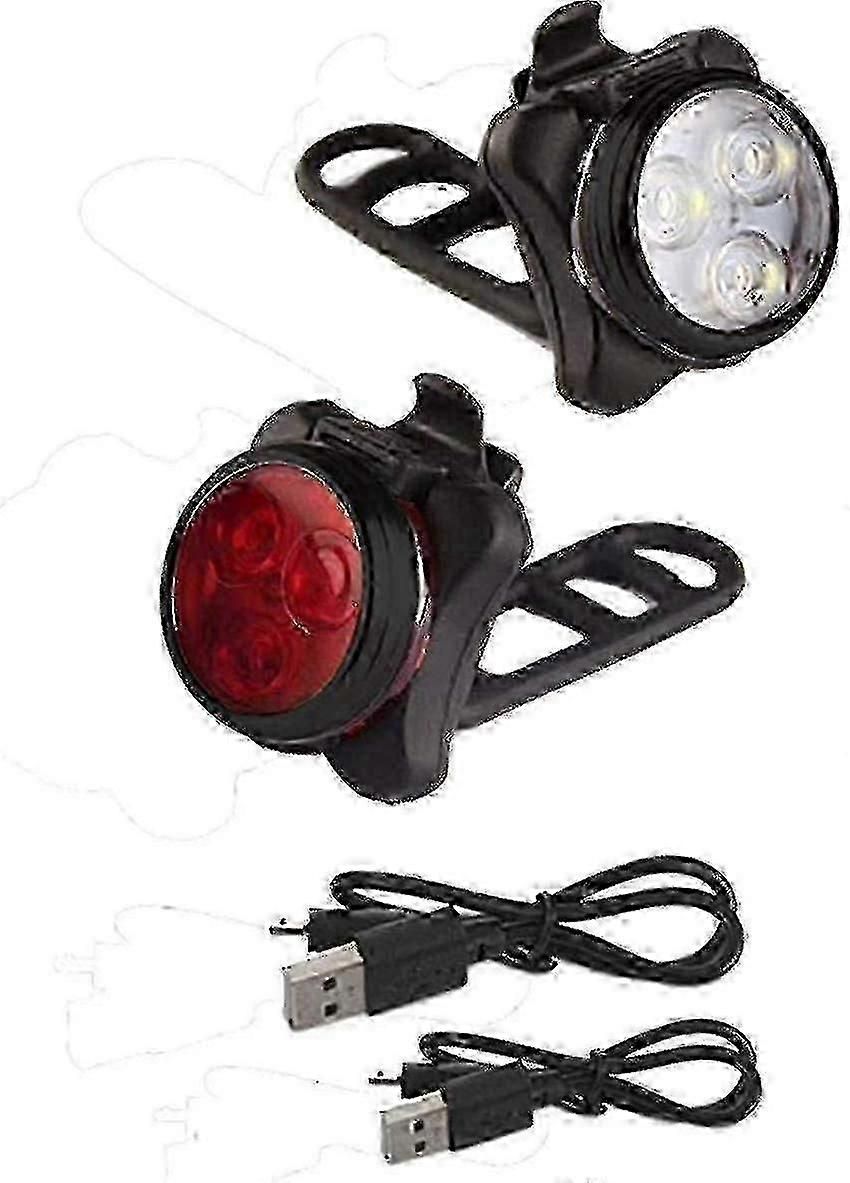 USB Rechargeable Bike Light Set - Front & Rear, 4 Modes - Image 1