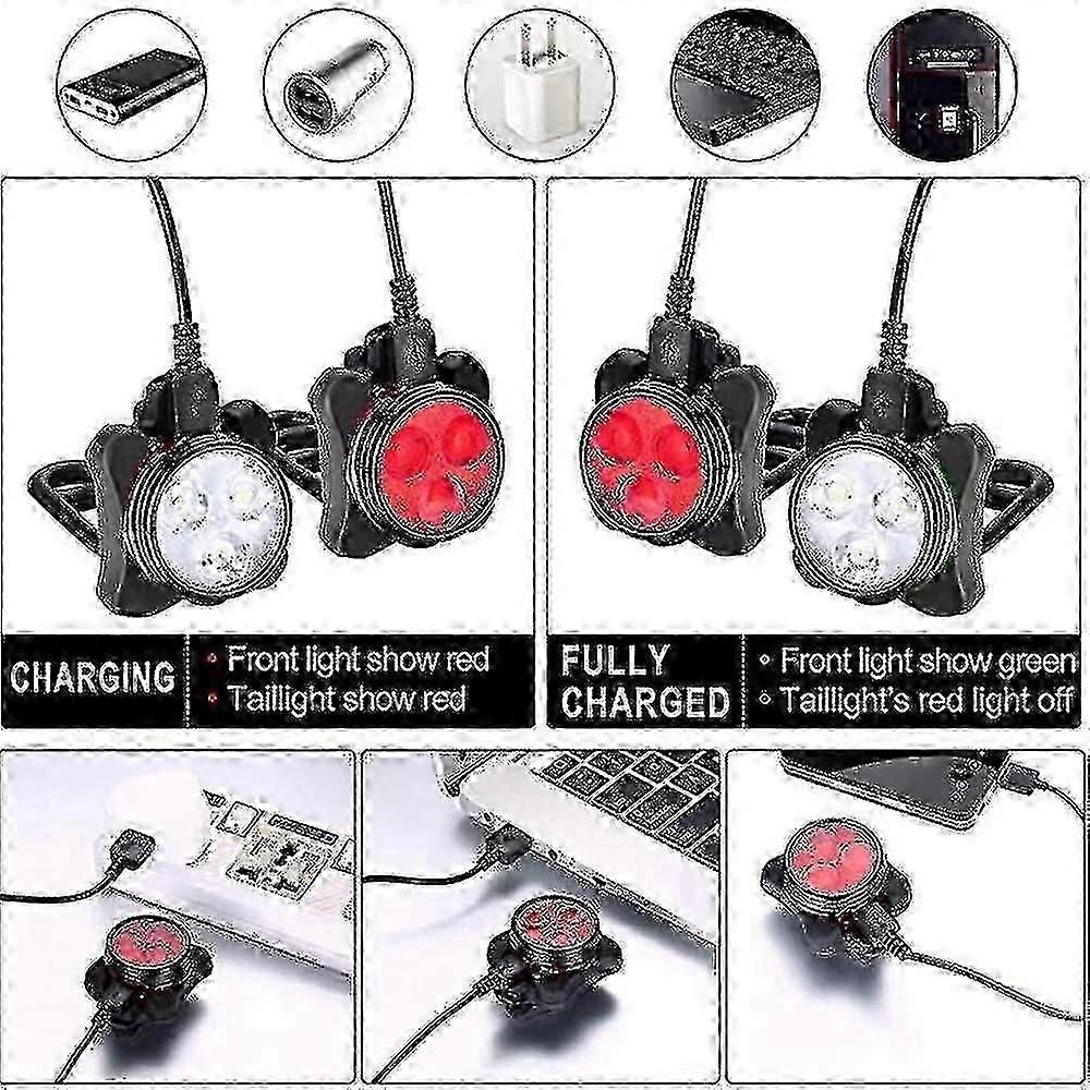 USB Rechargeable Bike Light Set - Front & Rear, 4 Modes - Image 5