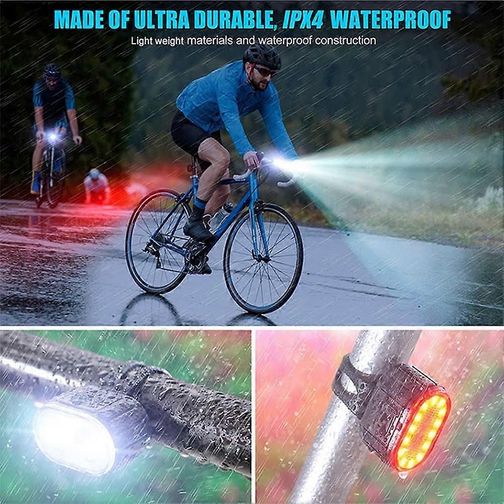 IPX4 Waterproof USB Rechargeable Bike Light Set - Front & Rear for Road Bike - Image 3