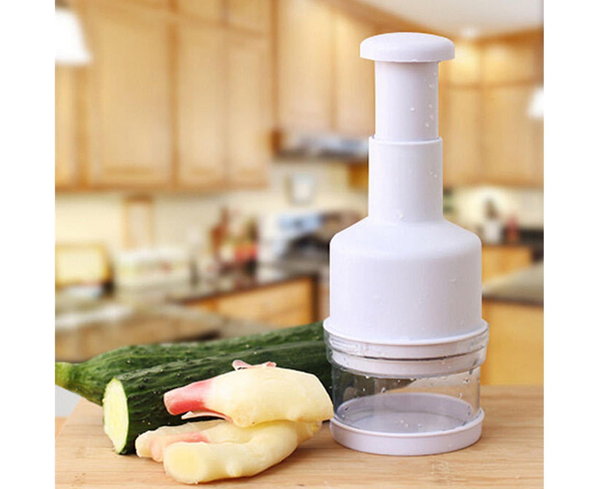 Garlic Grater Manual Multifunctional Stainless Steel Garlic Onion Food Chopper for Kitchen-White - Image 3