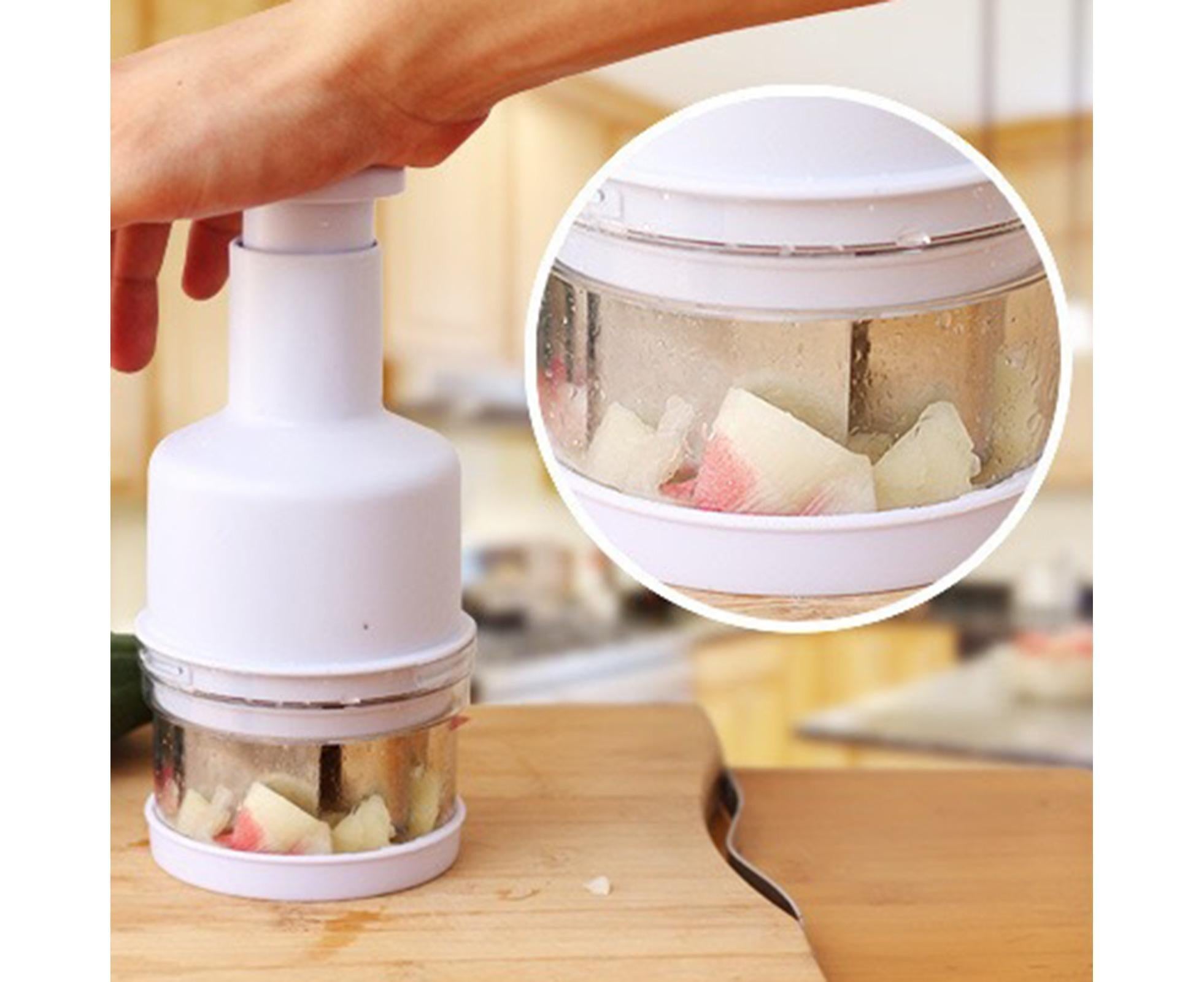 Garlic Grater Manual Multifunctional Stainless Steel Garlic Onion Food Chopper for Kitchen-White - Image 5
