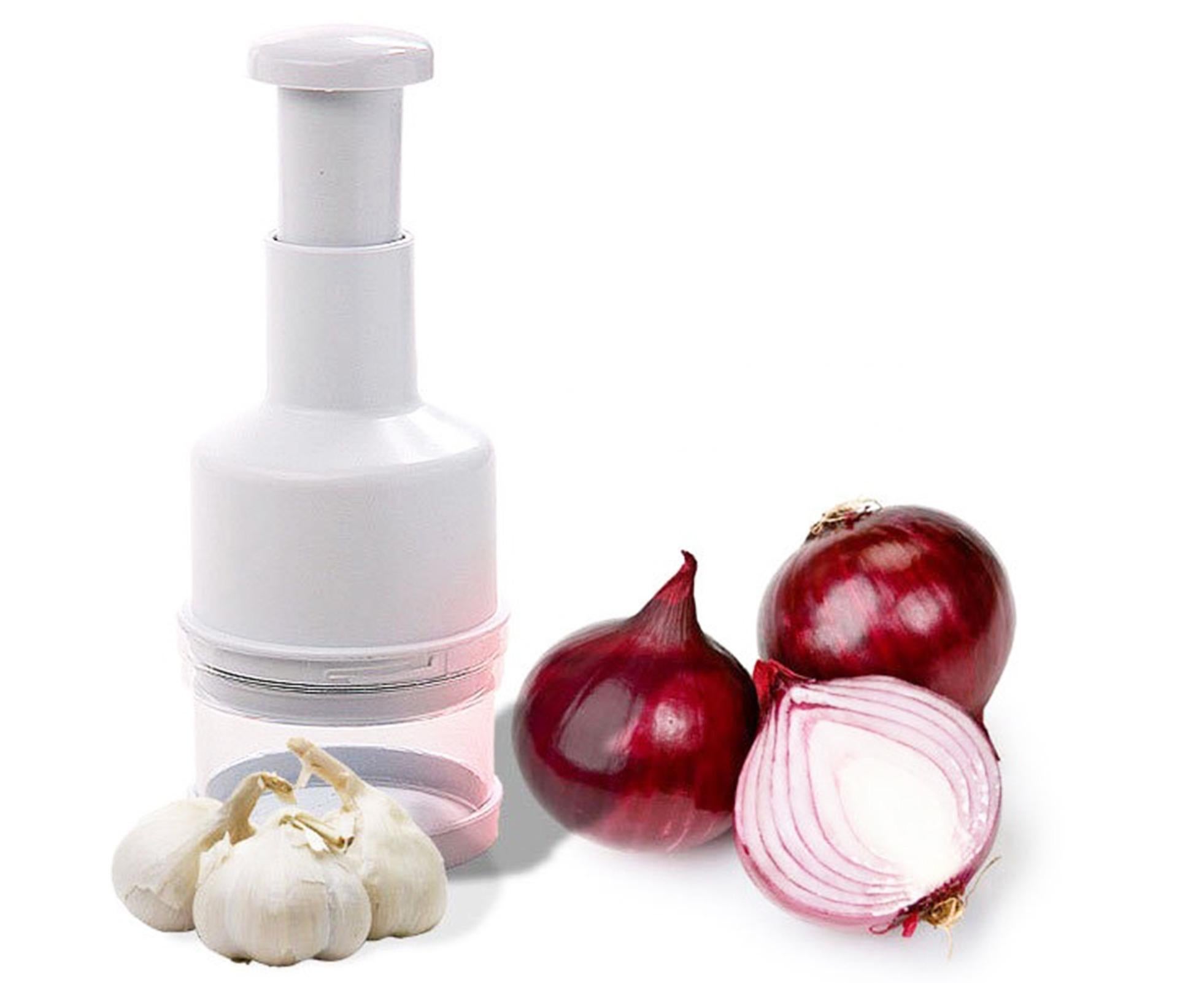 Garlic Grater Manual Multifunctional Stainless Steel Garlic Onion Food Chopper for Kitchen-White - Image 7