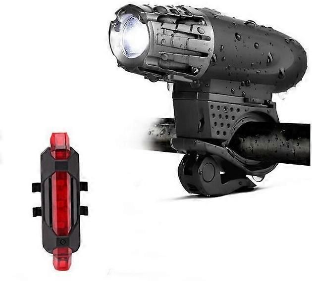 USB Rechargeable Front & Rear Bike Lights - Waterproof, 4 Lighting Modes - Image 1
