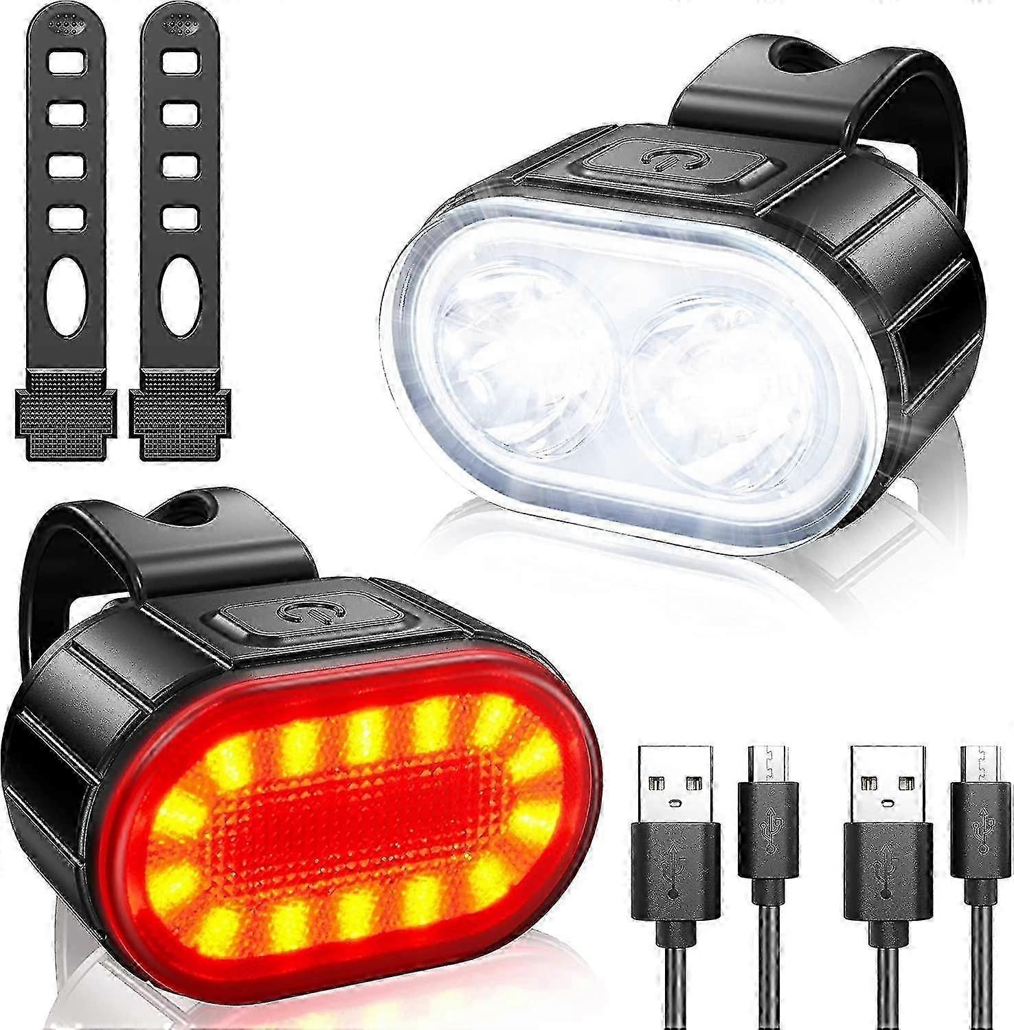 Powerful LED Bike Light Set - IPX5 Waterproof, USB Rechargeable, Front & Rear - Image 1