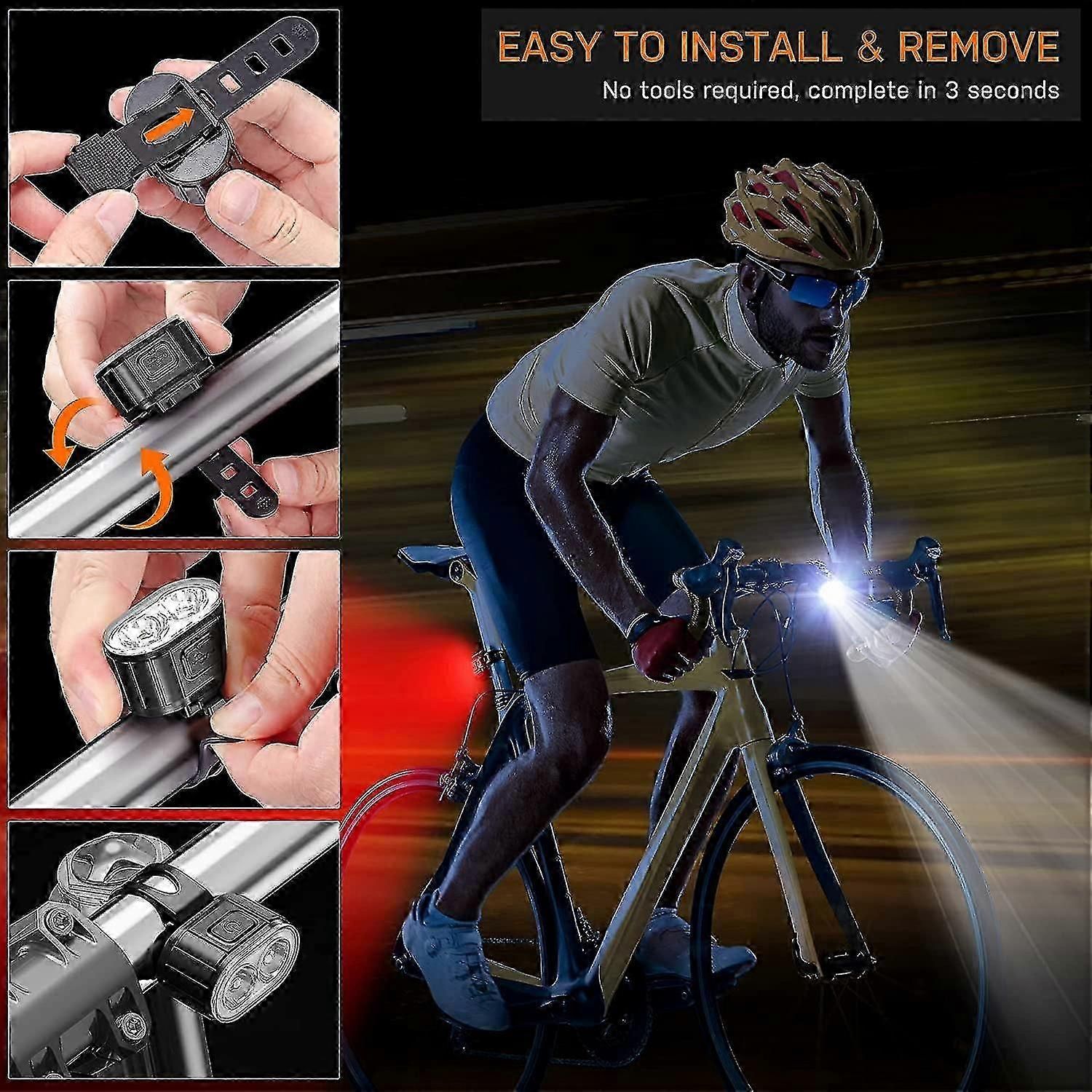 Powerful LED Bike Light Set - IPX5 Waterproof, USB Rechargeable, Front & Rear - Image 5