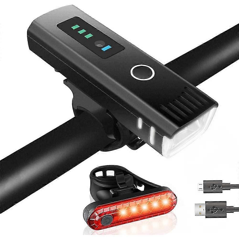 USB Rechargeable Bike Light Set - LED Front & Tail Light - Image 1