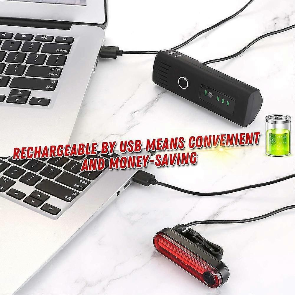 USB Rechargeable Bike Light Set - LED Front & Tail Light - Image 5
