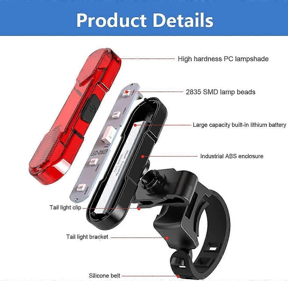 LED Rear Bike Tail Light - USB Rechargeable, 4 Modes, for MTB/Dog/Backpack - Image 5
