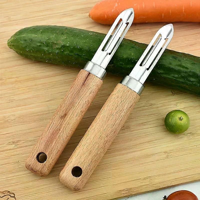 Stainless Steel Peeler with Wooden Handle - for Fruit & Vegetable (Tomato/Pear/Apple/Potato) - Image 2