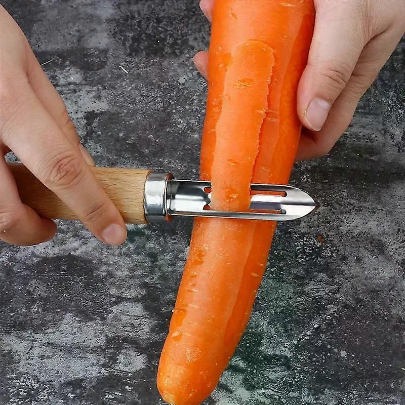 Stainless Steel Peeler with Wooden Handle - for Fruit & Vegetable (Tomato/Pear/Apple/Potato) - Image 3