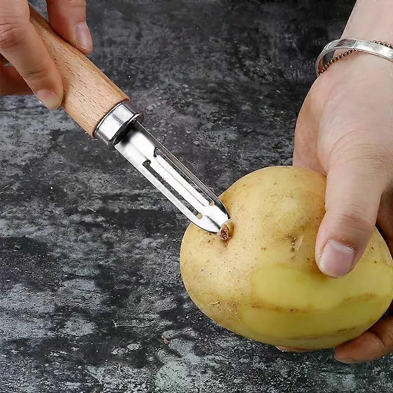 Stainless Steel Peeler with Wooden Handle - for Fruit & Vegetable (Tomato/Pear/Apple/Potato) - Image 4