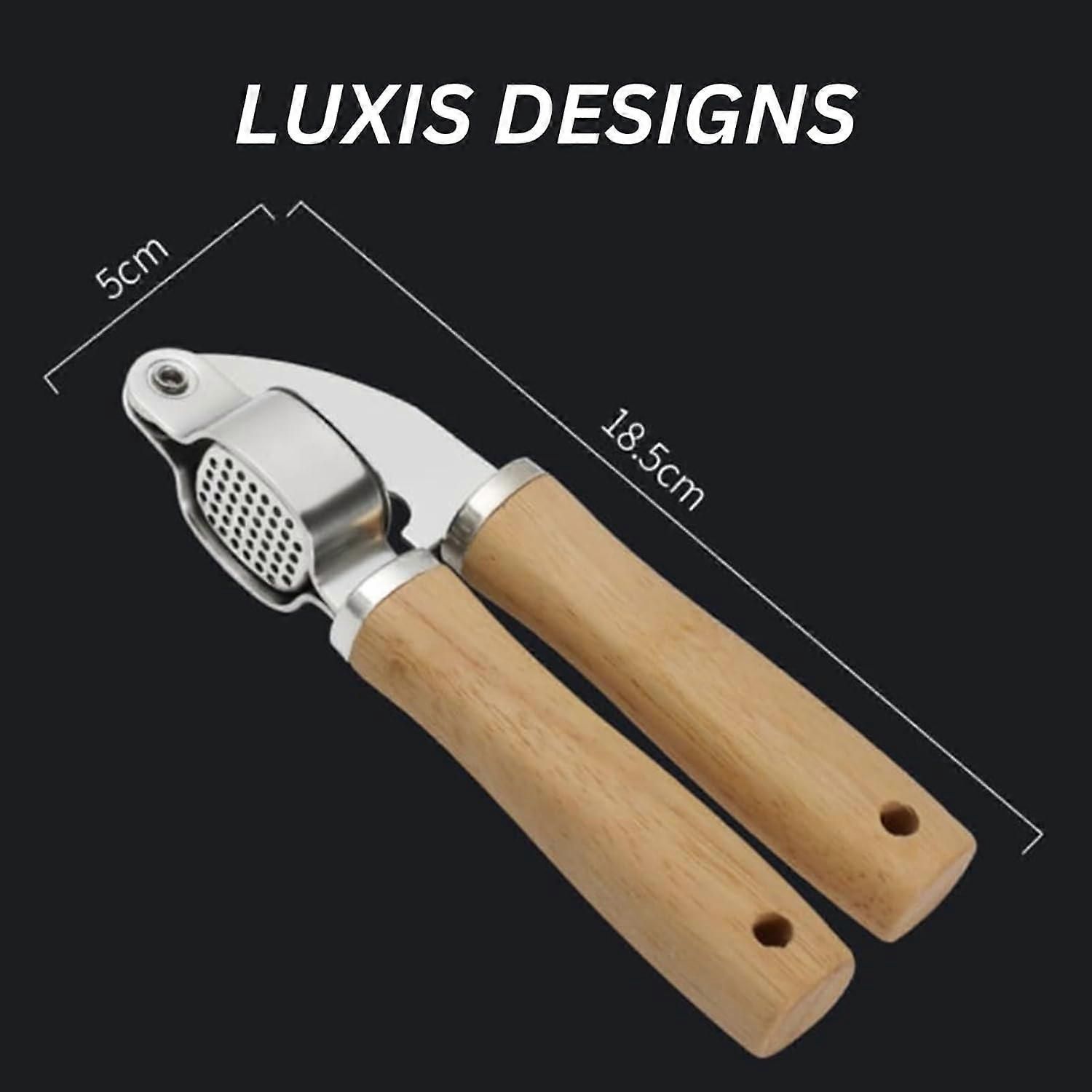 Garlic Press & Mincer Set - Rust-Proof Bowl, Dishwasher Secure, Wooden Peeler Included - Image 2