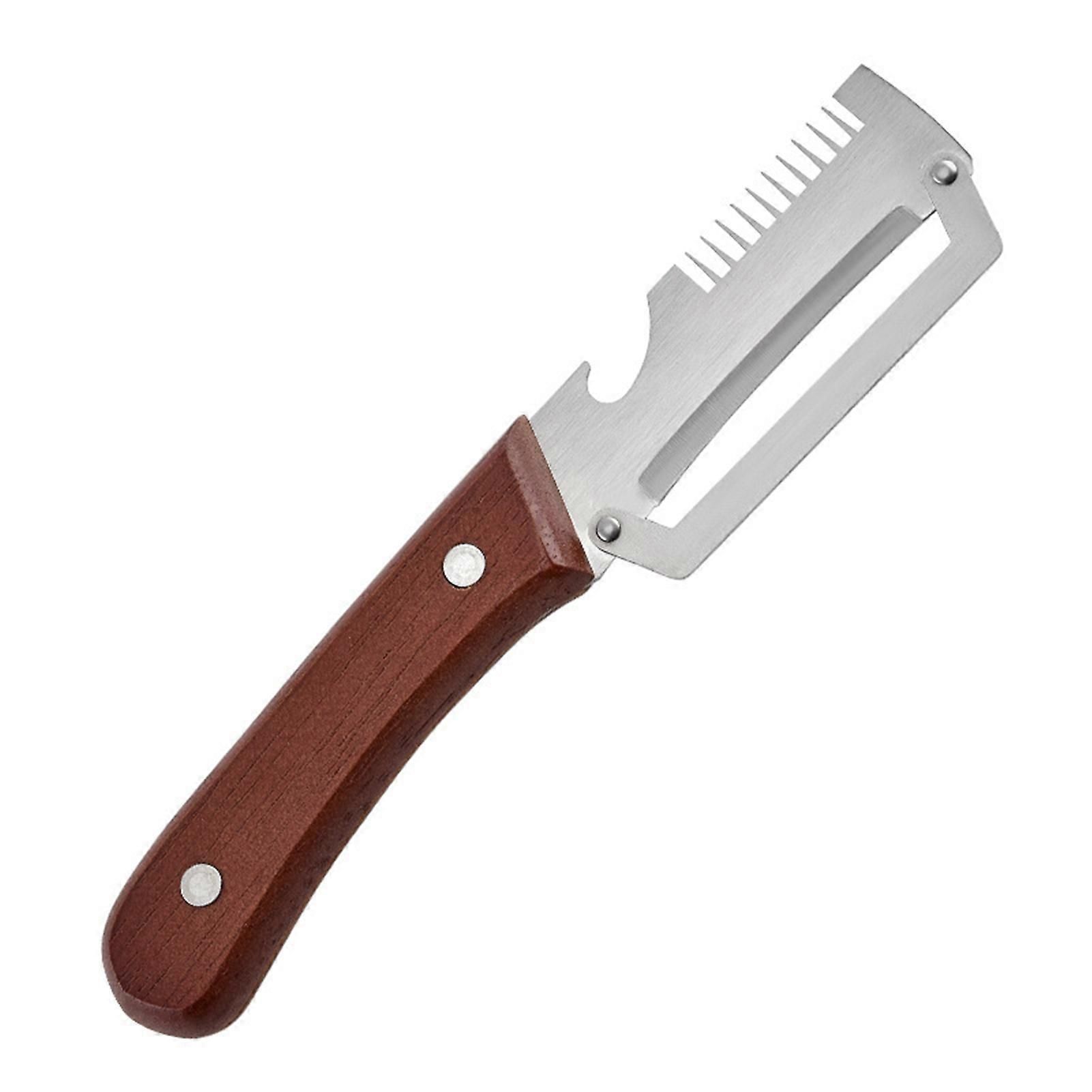 2-in-1 Stainless Steel Vegetable Peeler with Wooden Handle - Fruit/Potato Peeler & Bottle Opener - Image 1