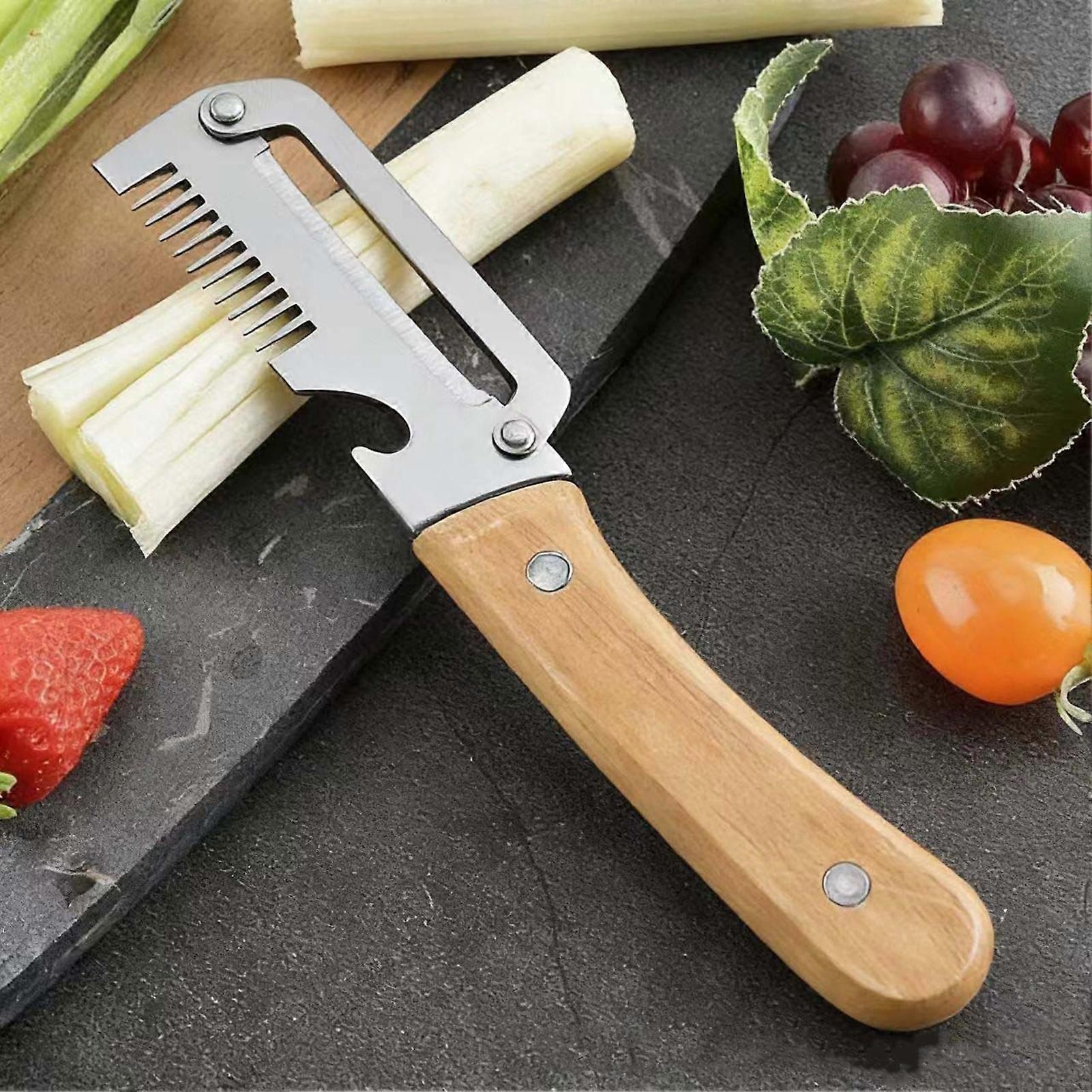 2-in-1 Stainless Steel Vegetable Peeler with Wooden Handle - Fruit/Potato Peeler & Bottle Opener - Image 3