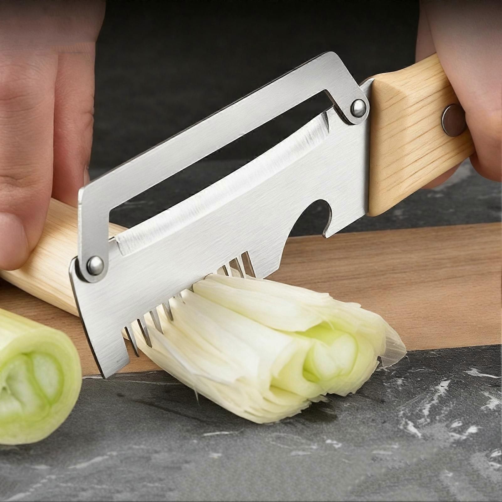 2-in-1 Stainless Steel Vegetable Peeler with Wooden Handle - Fruit/Potato Peeler & Bottle Opener - Image 5