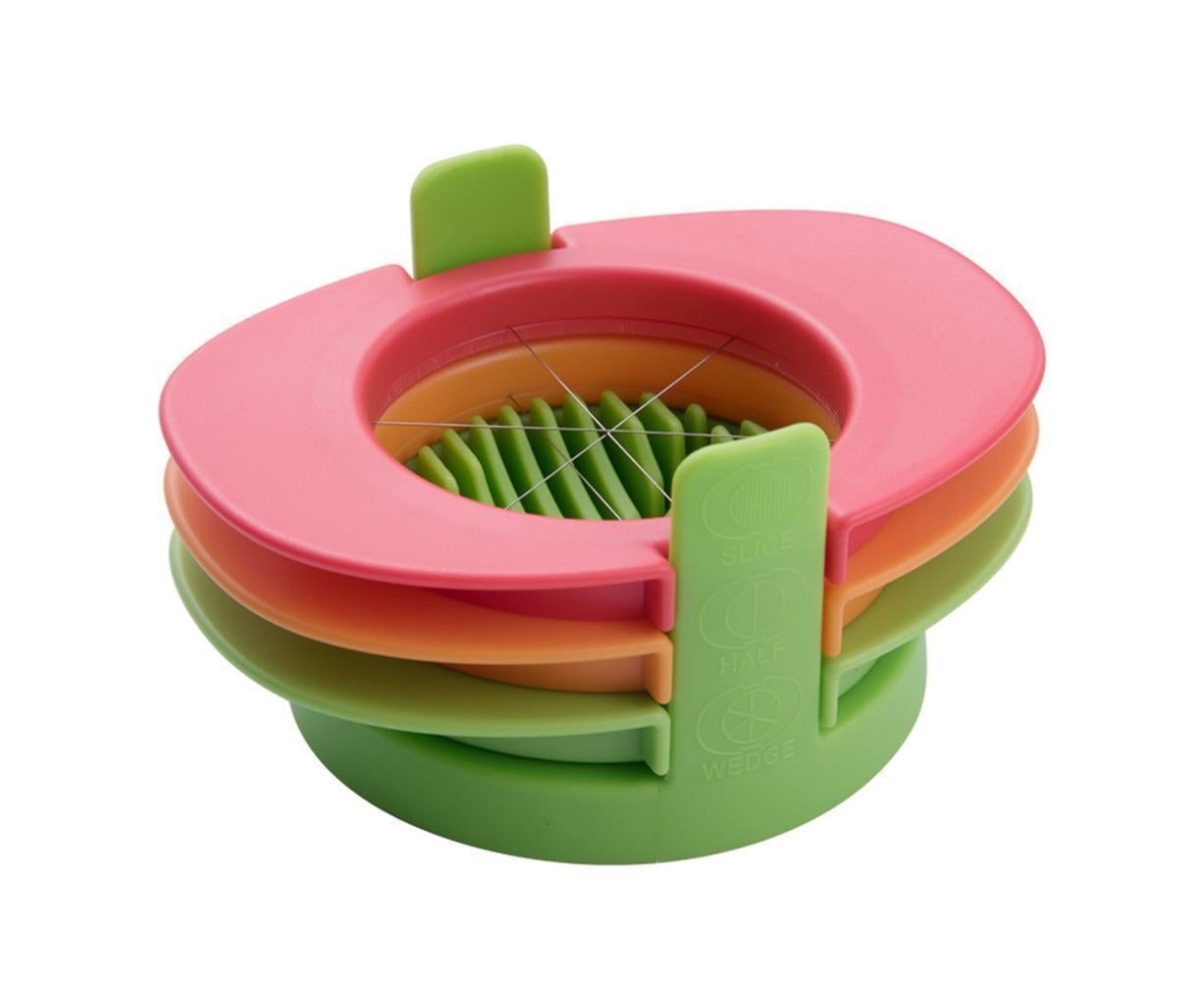 3 In 1 Stainless Steel Cutting Wires Hard Boiled Egg Slicer Cutter Kitchen Tool-Red Green Orange - Image 1